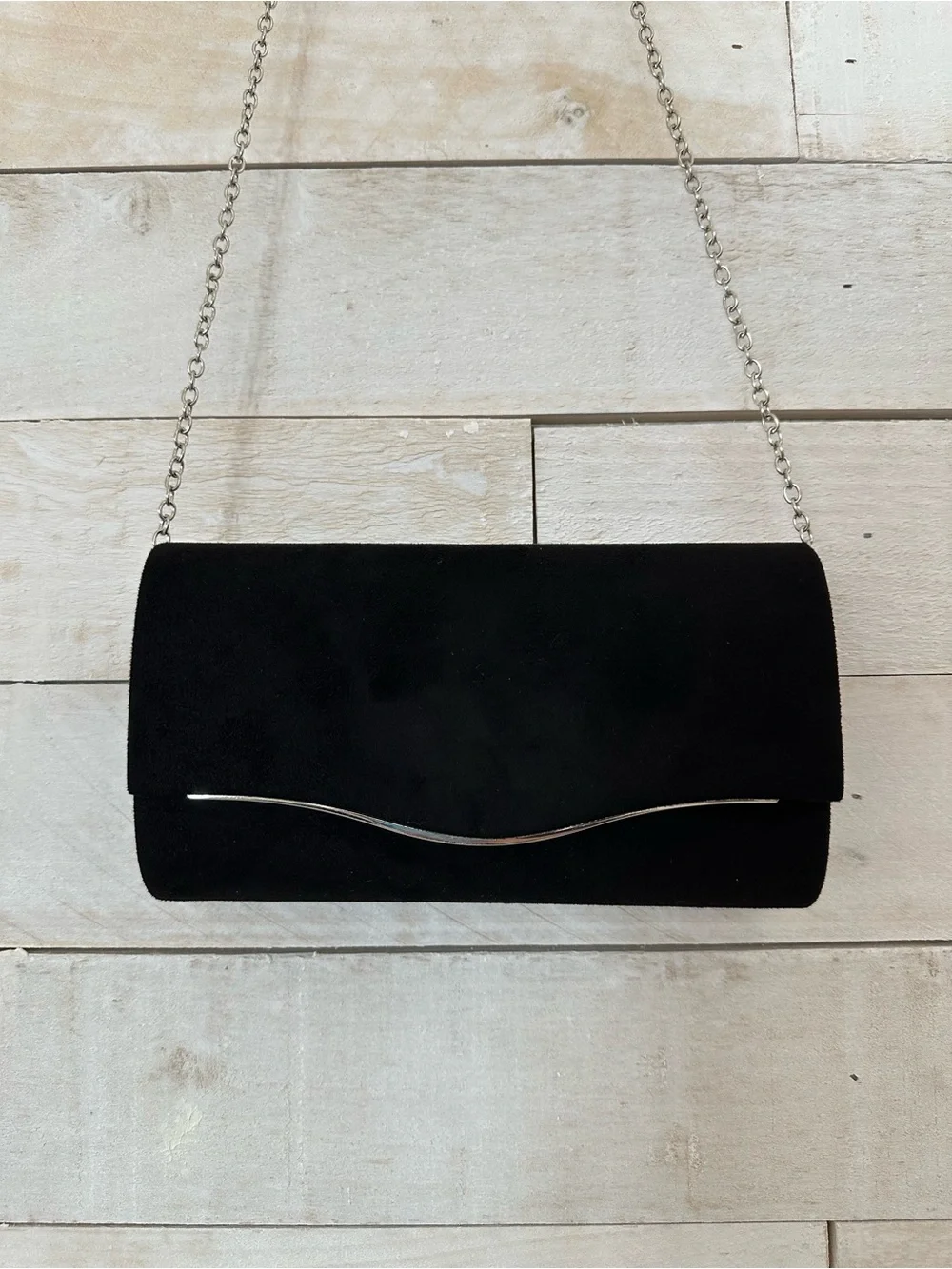 Classic Black Chain-Handle Evening Clutch